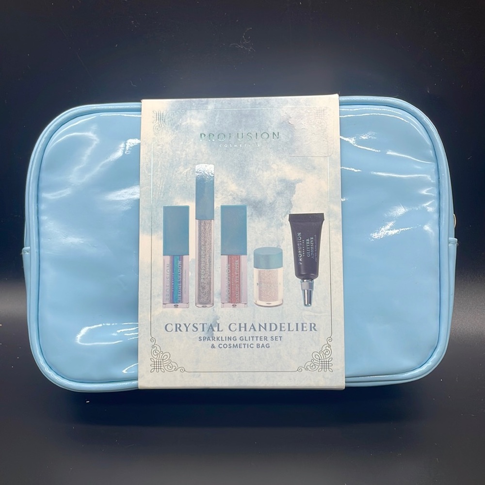 crystal chandelier sparkling glitter set and cosmetics bag
